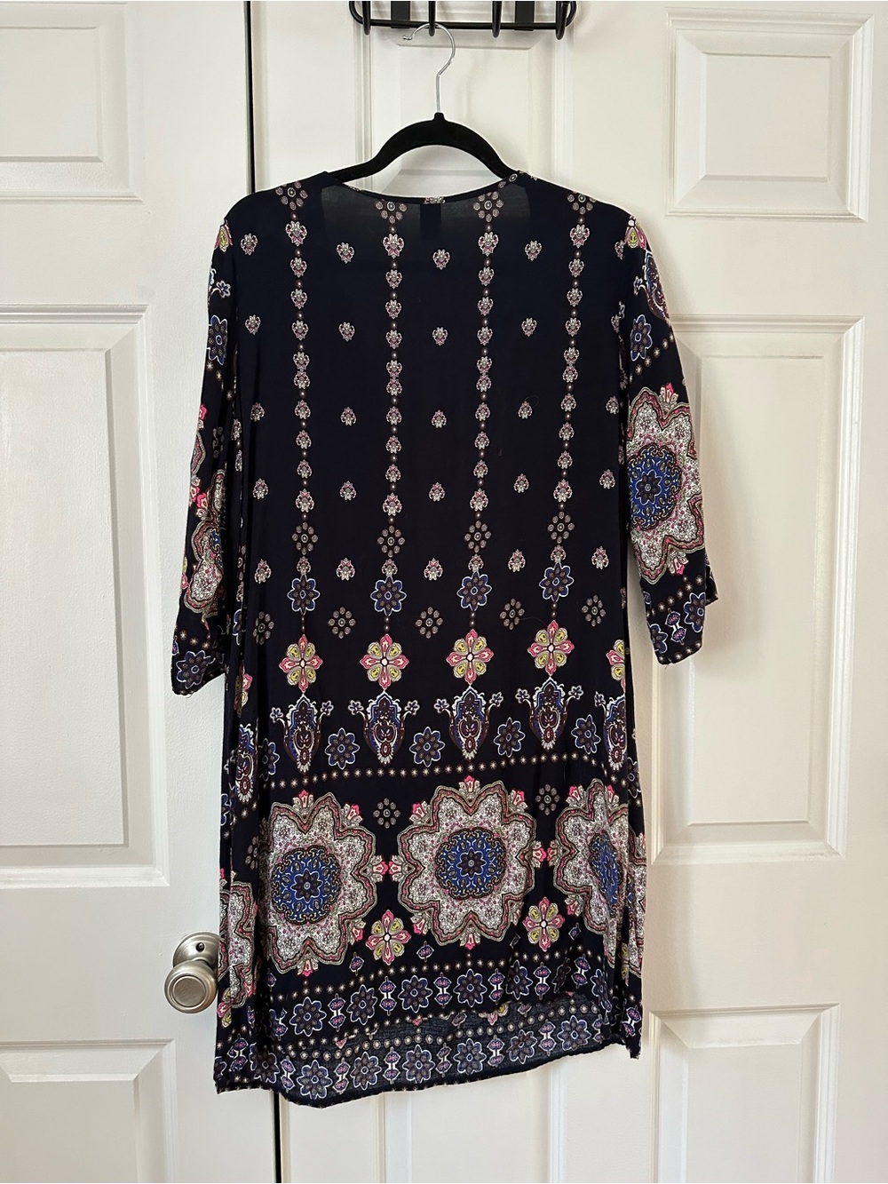 Navy Boho Floral Tassel Tunic Dress - Picture 2 of 2